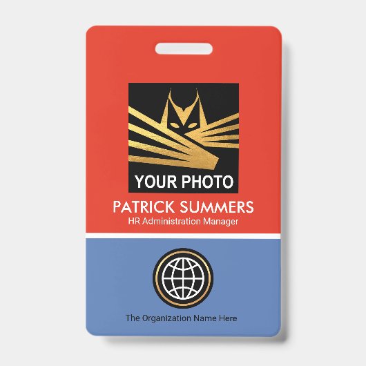 Badge Code photo Modèle en calques bleus rouges (Avant)