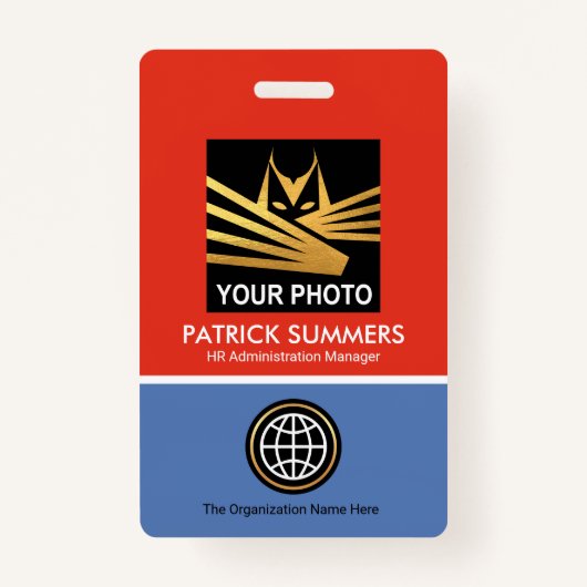 Badge Code photo Modèle en calques bleus rouges (Devant)