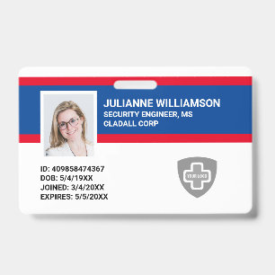 Badge Code photo personnalisé de l'employé, code-barre