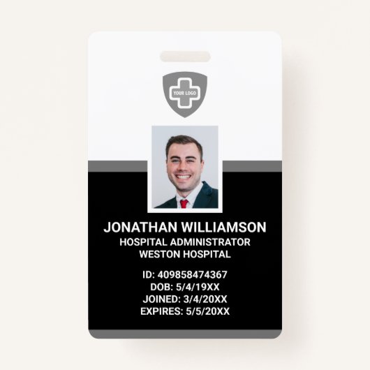 Badge Code photo personnalisé de l'employé, code-barres  (Devant)