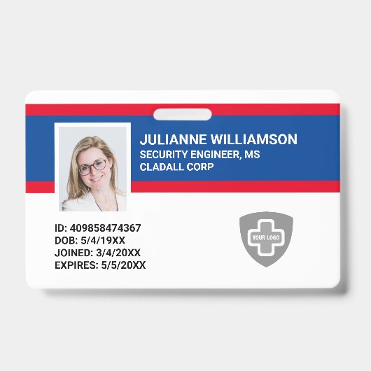Badge Code photo personnalisé de l'employé, code-barres (Avant)