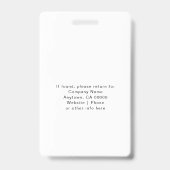 Badge Code photo simple blanc de bureau professionnel de (Back)