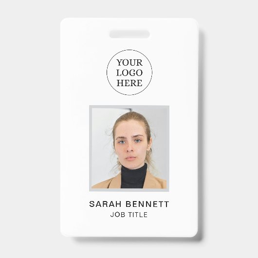 Badge Code photo simple blanc de bureau professionnel de (Front)