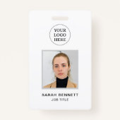 Badge Code photo simple blanc de bureau professionnel de (Devant)