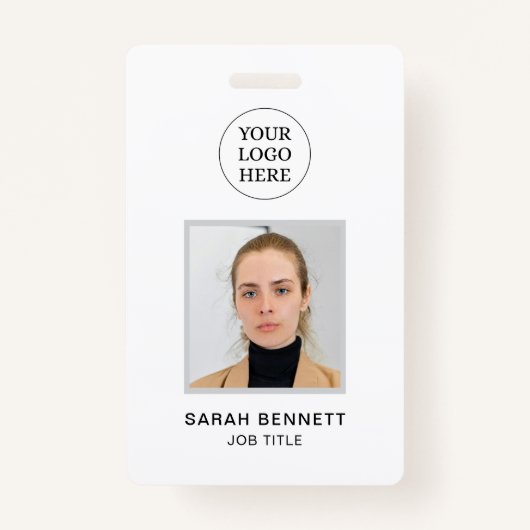 Badge Code photo simple blanc de bureau professionnel de (Devant)