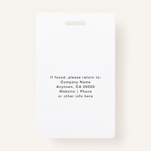 Badge Code photo simple blanc de bureau professionnel de (Dos)