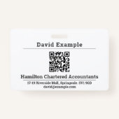 Badge Code QR avec nom et insigne commercial (Devant)