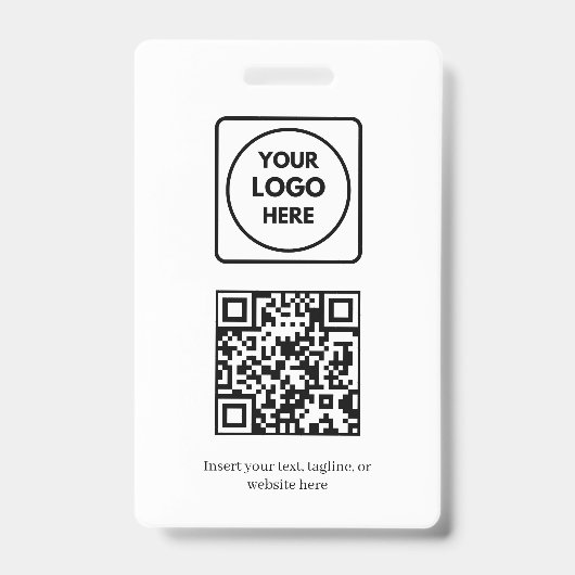 Badge Code QR blanc | Entreprise professionnelle simple (Avant)