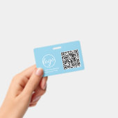 Badge Code QR bleu clair simple ID employé (Manuel / portable)