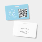 Badge Code QR bleu clair simple ID employé (Avant & arrière)