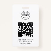 Badge Code QR | Business Logo Professionnel Simple Blanc (Devant)