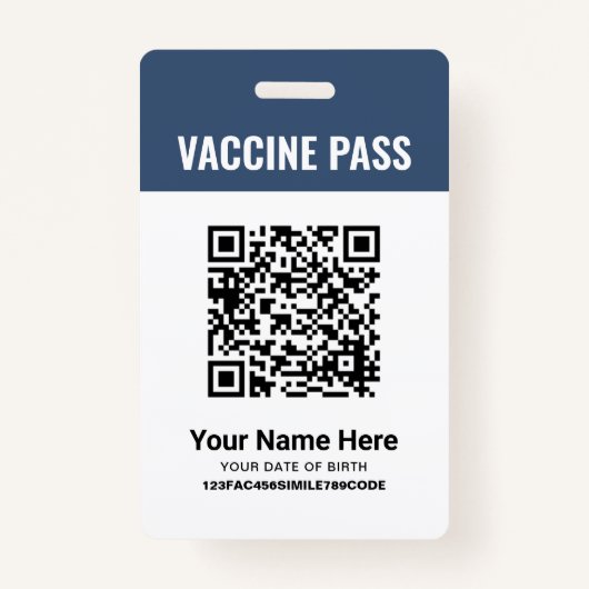 Badge Code QR Casse-Vin Vaccin Pass Marine Blue ID (Devant)