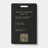 Badge Code QR Chic et Professionnel pour Agent Immobilie (Arrière)