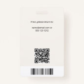 Badge Code QR circulaire de l'employé Beige (Dos)