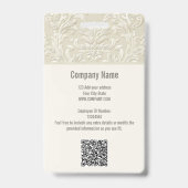 Badge Code QR classique de la société de photos d'employ (Arrière)