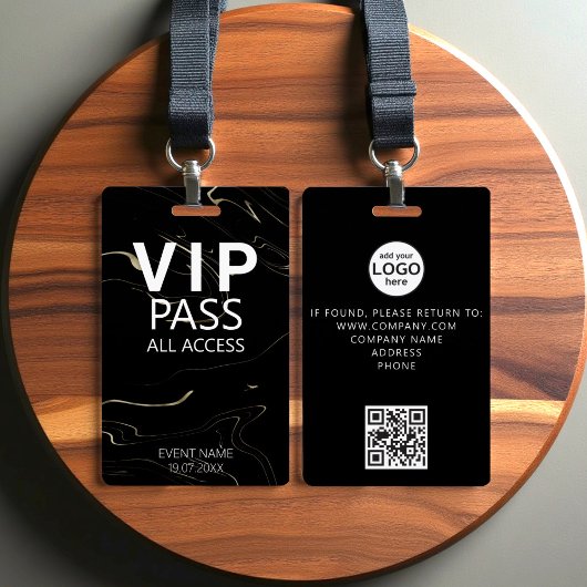 Badge Code QR d'accès total VIP personnalisé pour l'évén