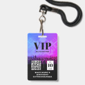 Badge Code QR d'accès total VIP pour anniversaire (Arrière avec lanière)