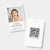 Badge Code QR de coiffeur photo élégant moderne (Avant & arrière)