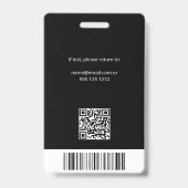 Badge Code QR de la carte d'identité de l'employé de l'e (Arrière)