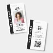 Badge Code QR de la carte d'identité de média profession (Avant & arrière)