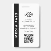 Badge Code QR de la carte d'identité de média profession (Arrière)