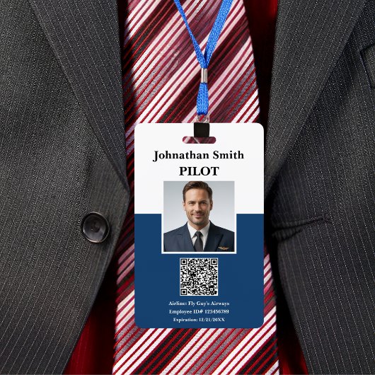 Badge Code QR de la carte d'identité de sécurité du pilo