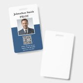 Badge Code QR de la carte d'identité de sécurité du pilo (Avant & arrière)