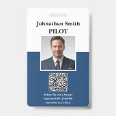 Badge Code QR de la carte d'identité de sécurité du pilo (Avant)
