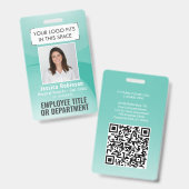 Badge Code QR de la carte d'identité photo de l'employé  (Avant & arrière)