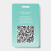 Badge Code QR de la carte d'identité photo de l'employé  (Arrière)