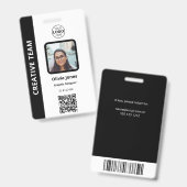 Badge Code QR de la carte d'identité photo de l'employé  (Avant & arrière)