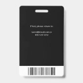 Badge Code QR de la carte d'identité photo de l'employé  (Arrière)