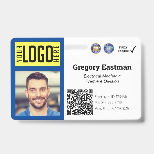 Badge Code QR de la carte d'identité professionnelle Bad (Avant)