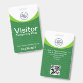 Badge Code QR de la carte verte de visiteur d'entreprise (Avant & arrière)