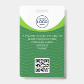 Badge Code QR de la carte verte de visiteur d'entreprise (Arrière)