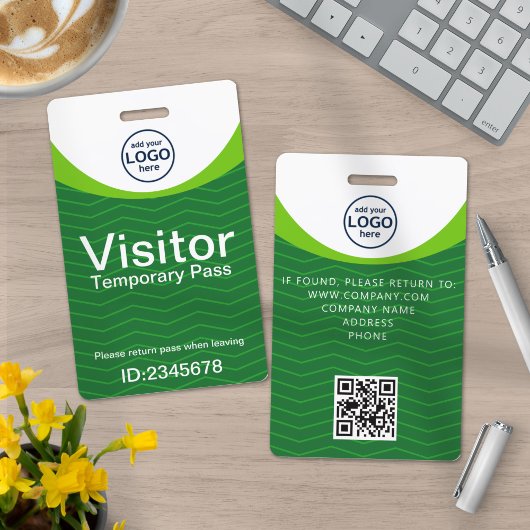 Badge Code QR de la carte verte de visiteur d'entreprise