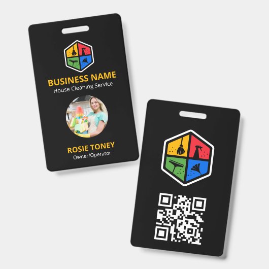 Badge Code QR de la maison de service de nettoyage de lo (Avant & arrière)