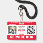Badge Code QR de la photo d'identité du chien d'assistan (Avant avec lanière)