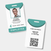 Badge Code QR de la pièce d'identité photo sarcelle de l (Avant & arrière)