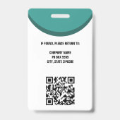 Badge Code QR de la pièce d'identité photo sarcelle de l (Arrière)
