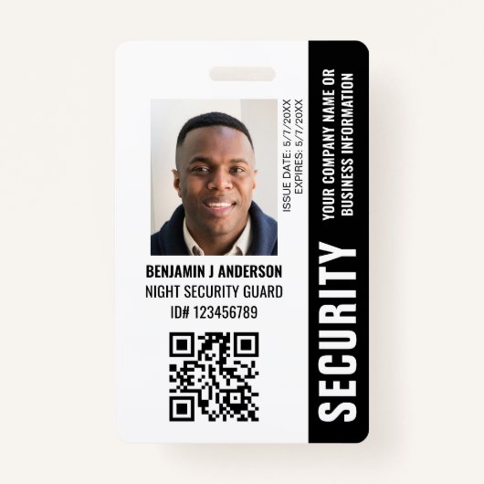 Badge Code QR de la sécurité de l'ID personnalisé Nom de (Devant)