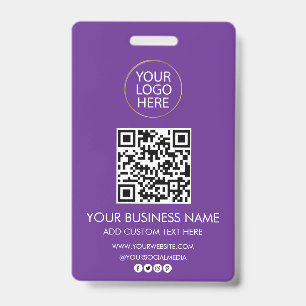 Badge Code QR de la société de logo et de texte professi