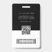 Badge Code QR de l'employé avec logo simple sur la carte (Arrière)