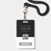 Badge Code QR de l'employé avec logo simple sur la carte (Arrière avec lanière)