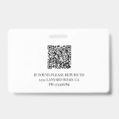 Badge Code QR de l'employé Code noir blanc logo photo (Arrière)