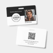 Badge Code QR de l'employé Code noir blanc logo photo (Avant & arrière)