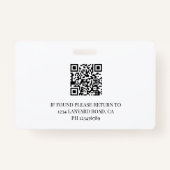 Badge Code QR de l'employé Code noir blanc logo photo (Dos)