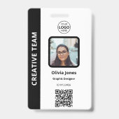 Badge Code QR de l'employé de l'entreprise Noir (Avant)