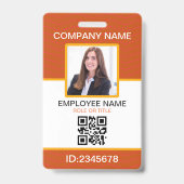 Badge Code QR de l'employé de l'entreprise Orange Jaune  (Avant)