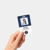 Badge Code QR de l'employé du Motif bleu Code à barres B (Manuel / portable)